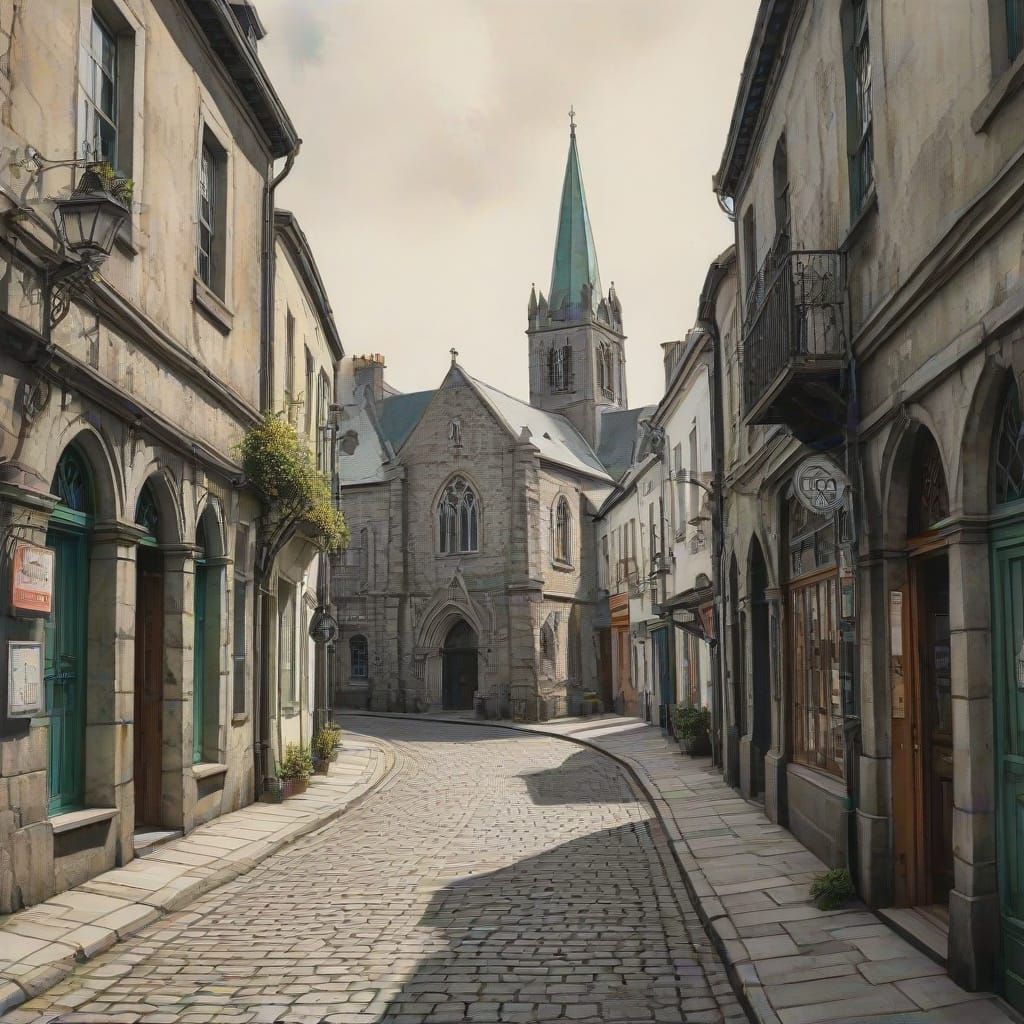 Pen and Ink Drawing of Historic Ennis, Ireland