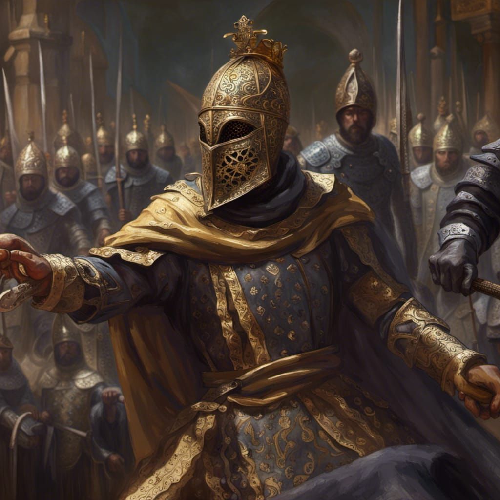 King Baldwin Defeats Saladin: Impressionistic 8k Resolution