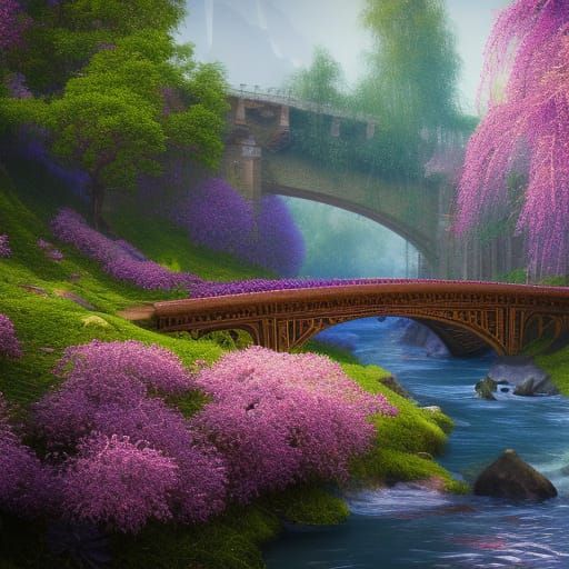 Spring Blossoms in Detailed Matte Painting Style