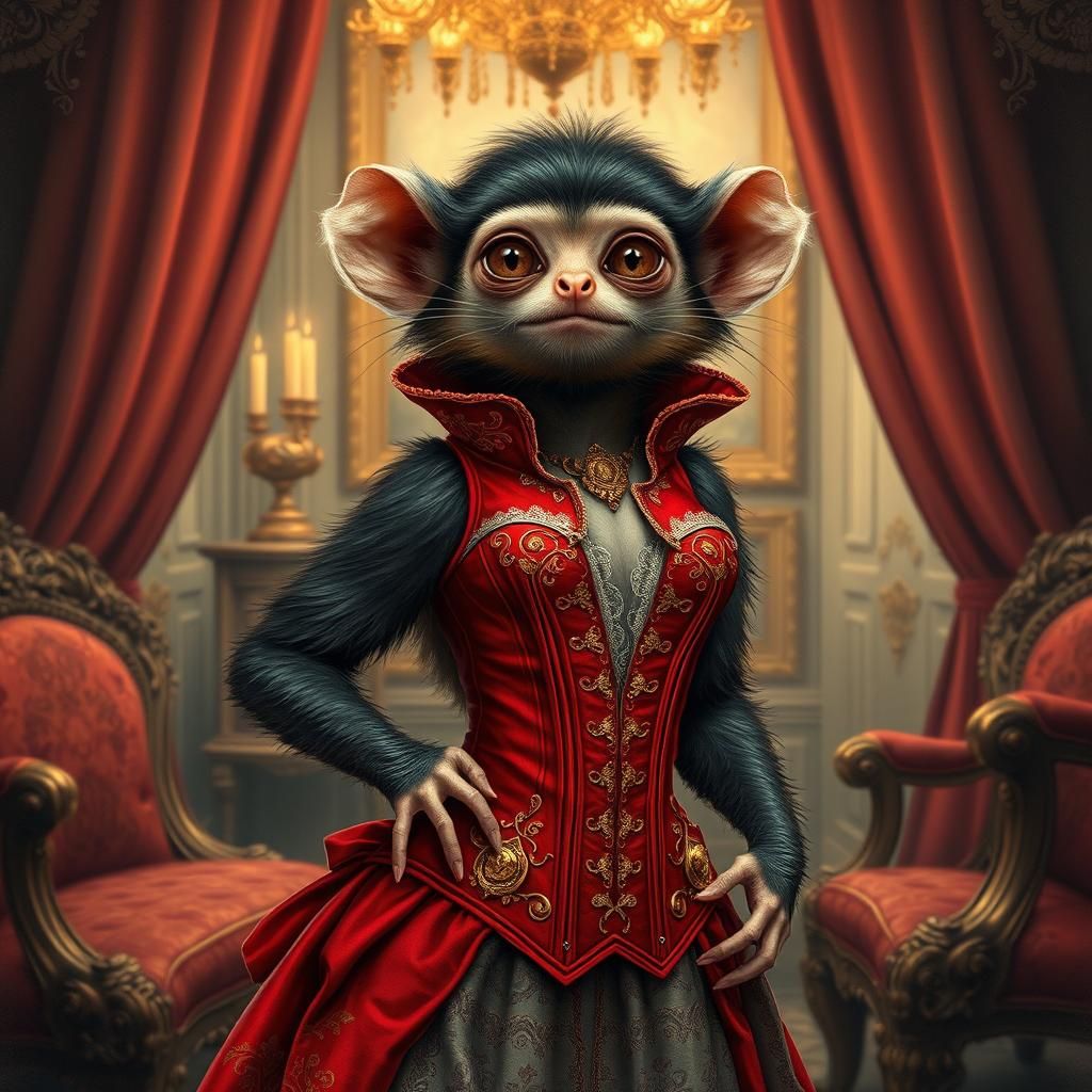 Victorian Marmoset in Ornate Louis XIV Boudoir