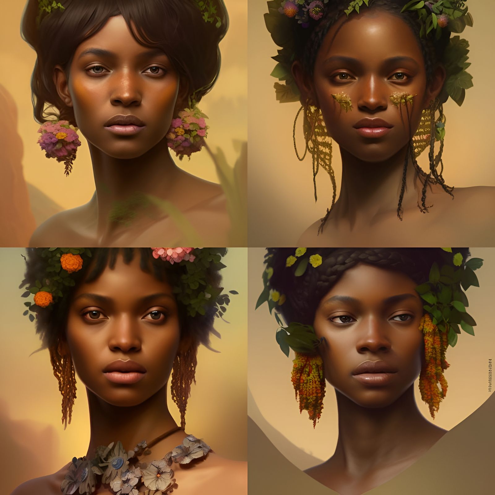 Fulani Princess Portrait with Lush Floral Background