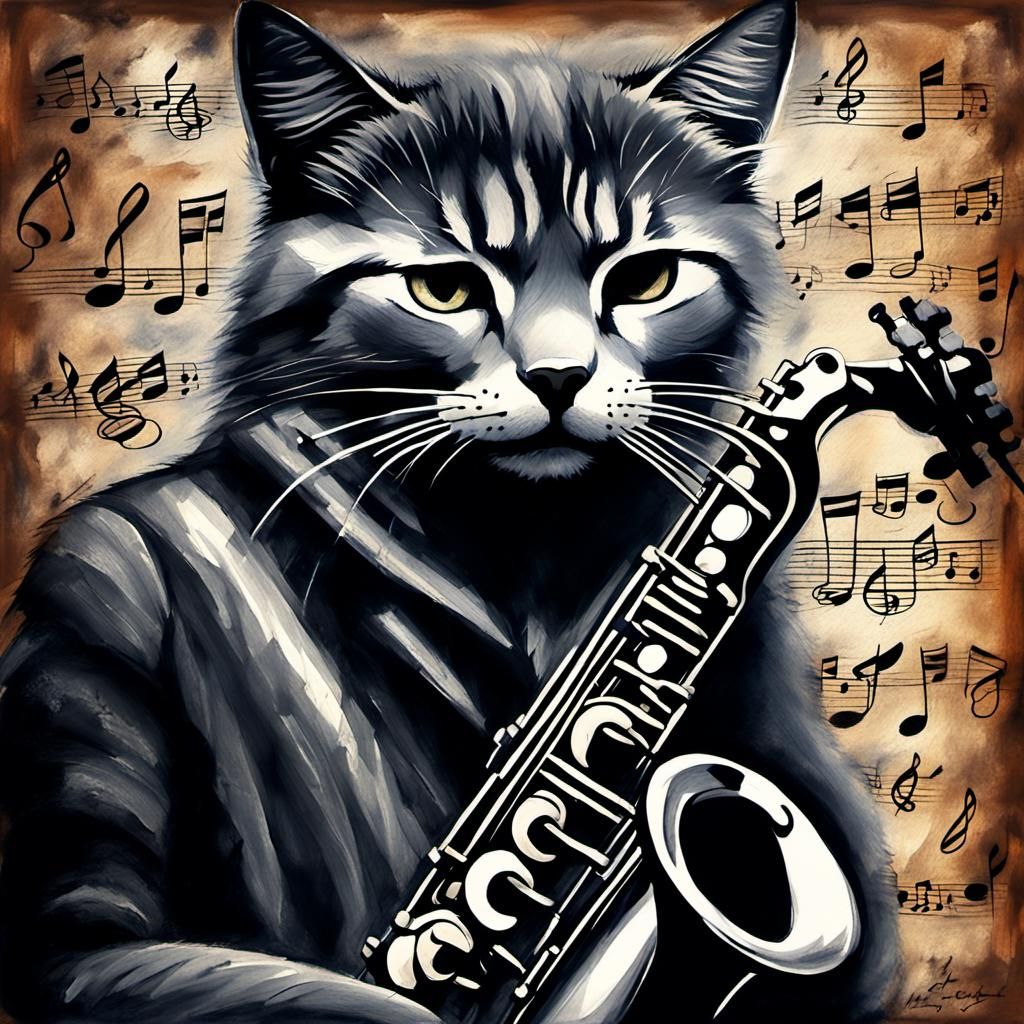 cat playing jazz music