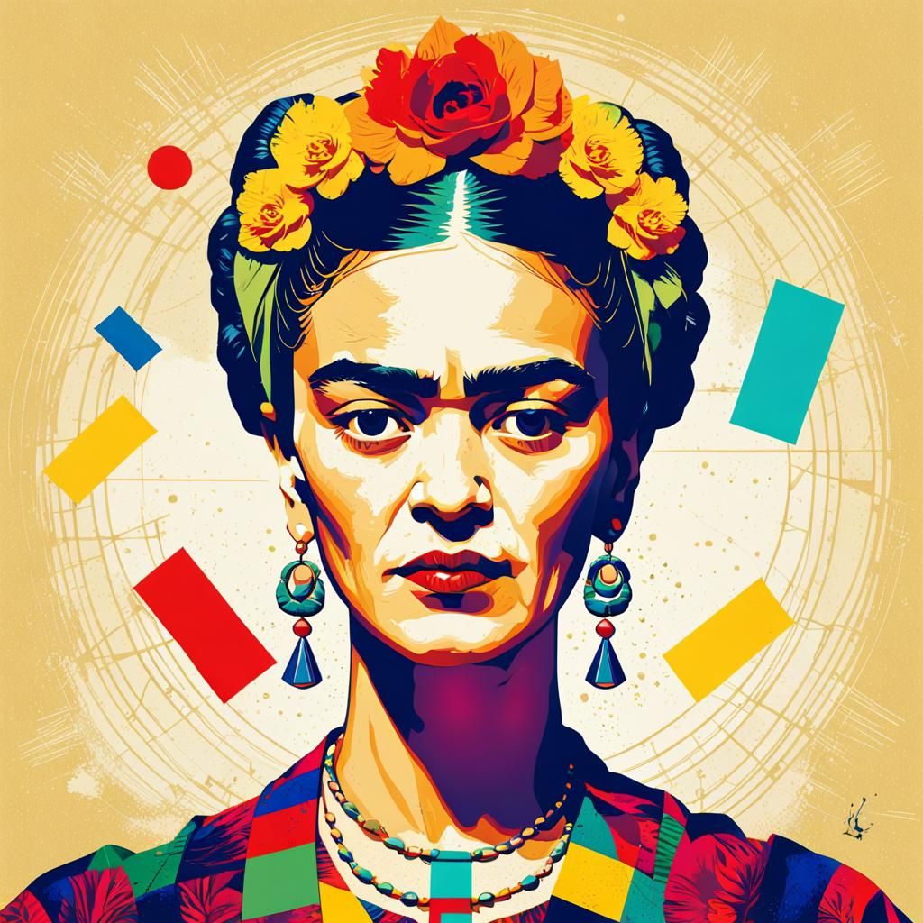 Frida Kahlo Pop Art Screen Print in 8k