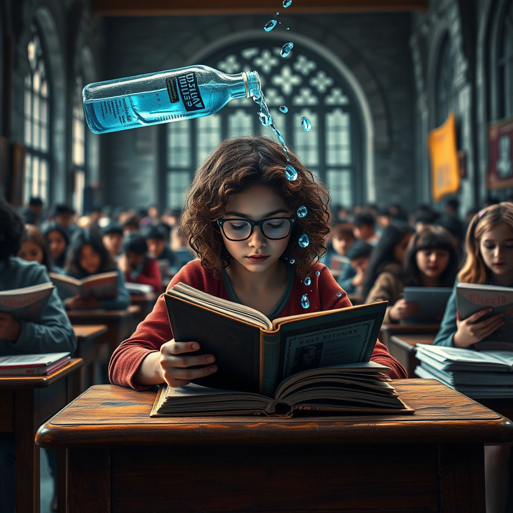 Teenage Conflict in Classroom, Stylized Matte Painting