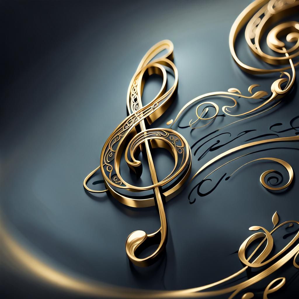 Elegant Gold Cursive E Treble Clef Logo