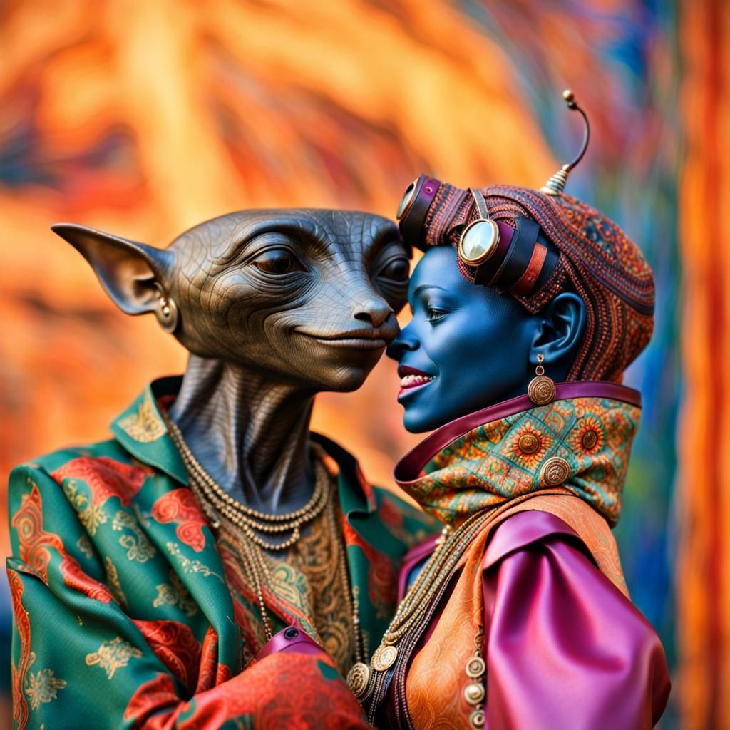 Surreal Alien Restaurant Celebration in Hyperreal Detail