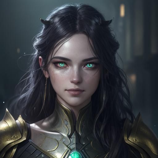 Metallic Figure with Electric Lighting in Dark Fantasy Style