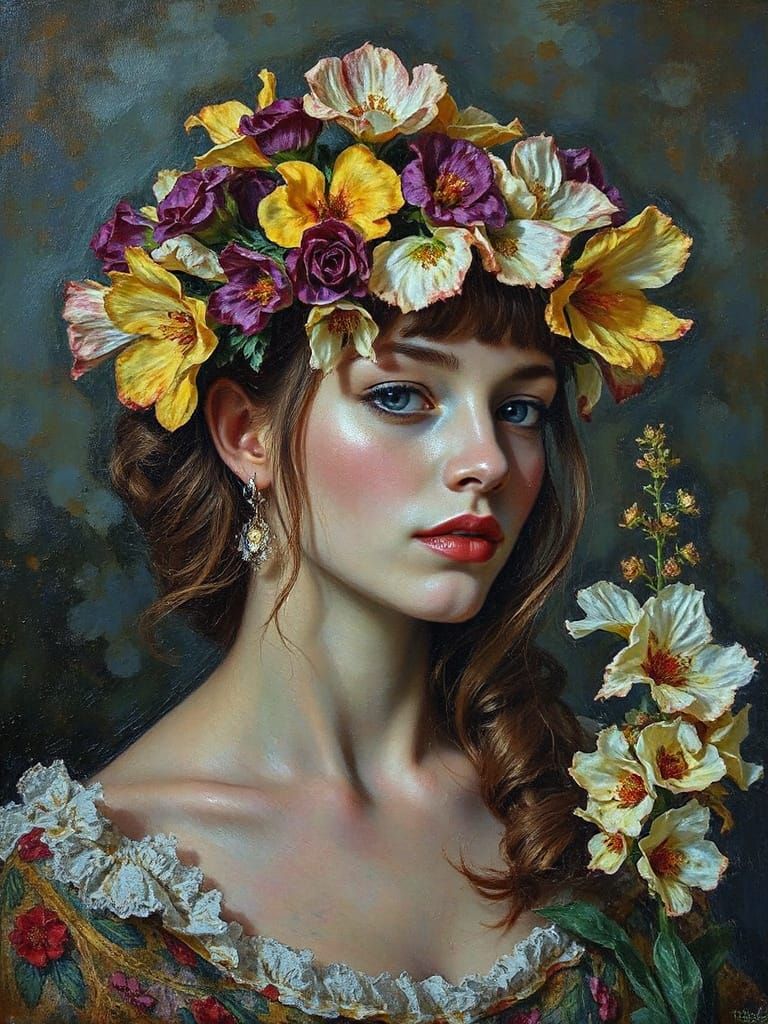 Impressionistic Portrait with Encaustic Wax Effects