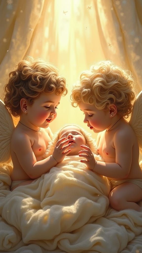 Cherubs Sing for Baby Jesus: Impressionist Style