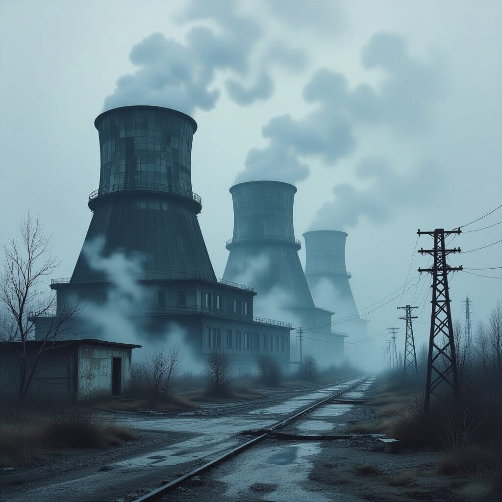 Chernobyl Pripyat Surrealist Painting in Magritte Style