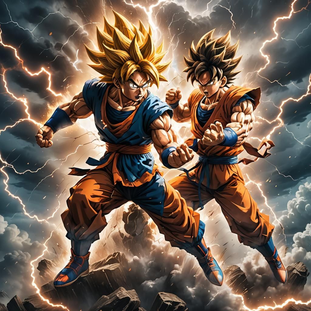 Goku in Epic Battle: Dynamic 3D Anime Art