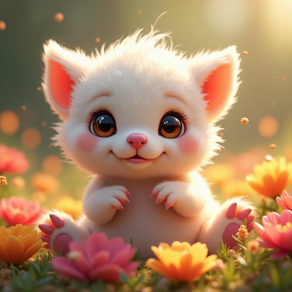 Adorable Fluffy Creature in a Fantasy Landscape