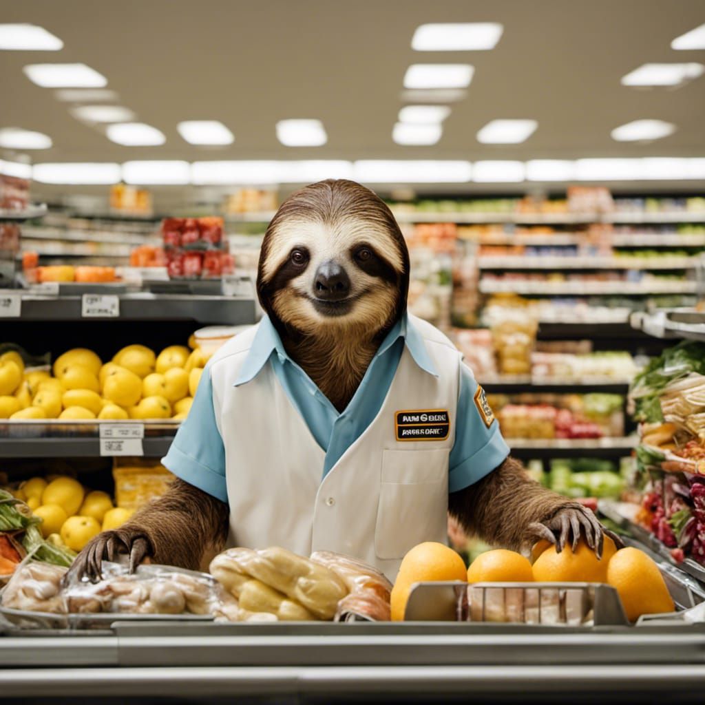 Sloth Checkout Worker: A Professional Portrait