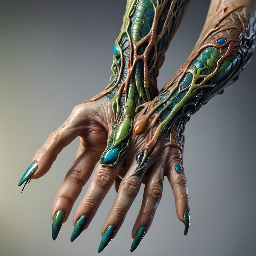 Realistic Alien Hand with Long Fingers