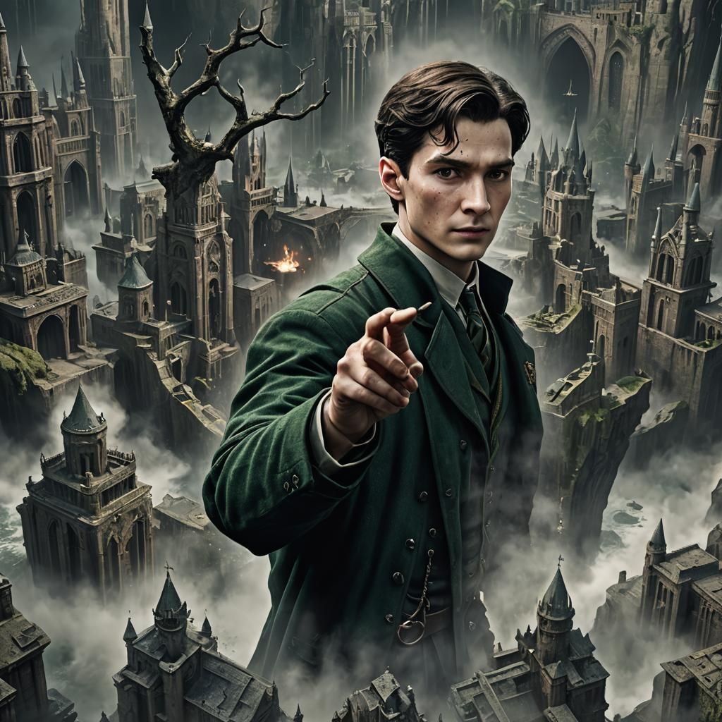 Detailed Matte Painting of Tom Riddle in 8k