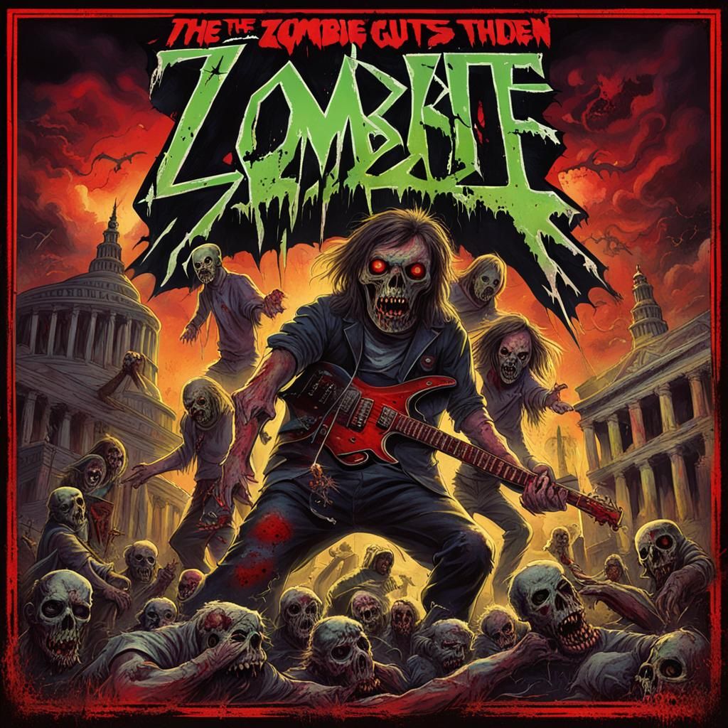 Thrash Metal Album Cover: Zombie Children in Parliament