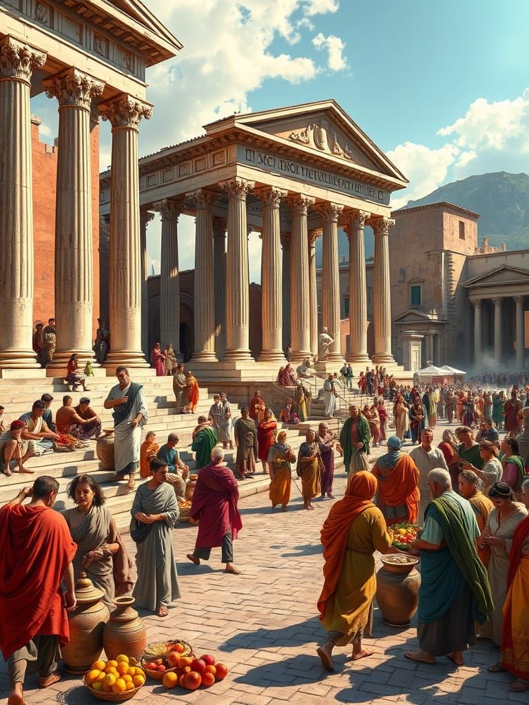Ancient Roman Marketplace in Vibrant Detail