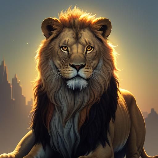 Lion Cub Sunbathing: Vibrant Concept Art