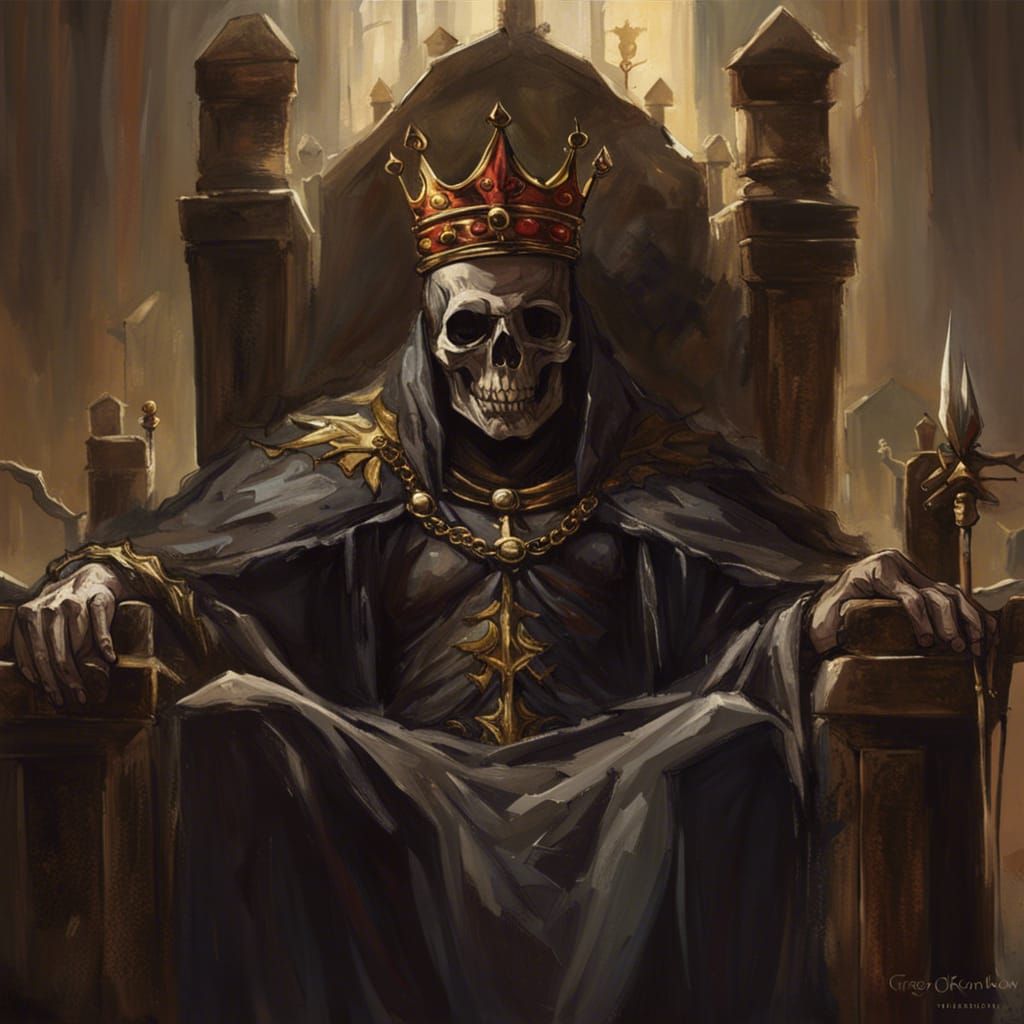 Death as King on Throne: Sinister Fantasy Art