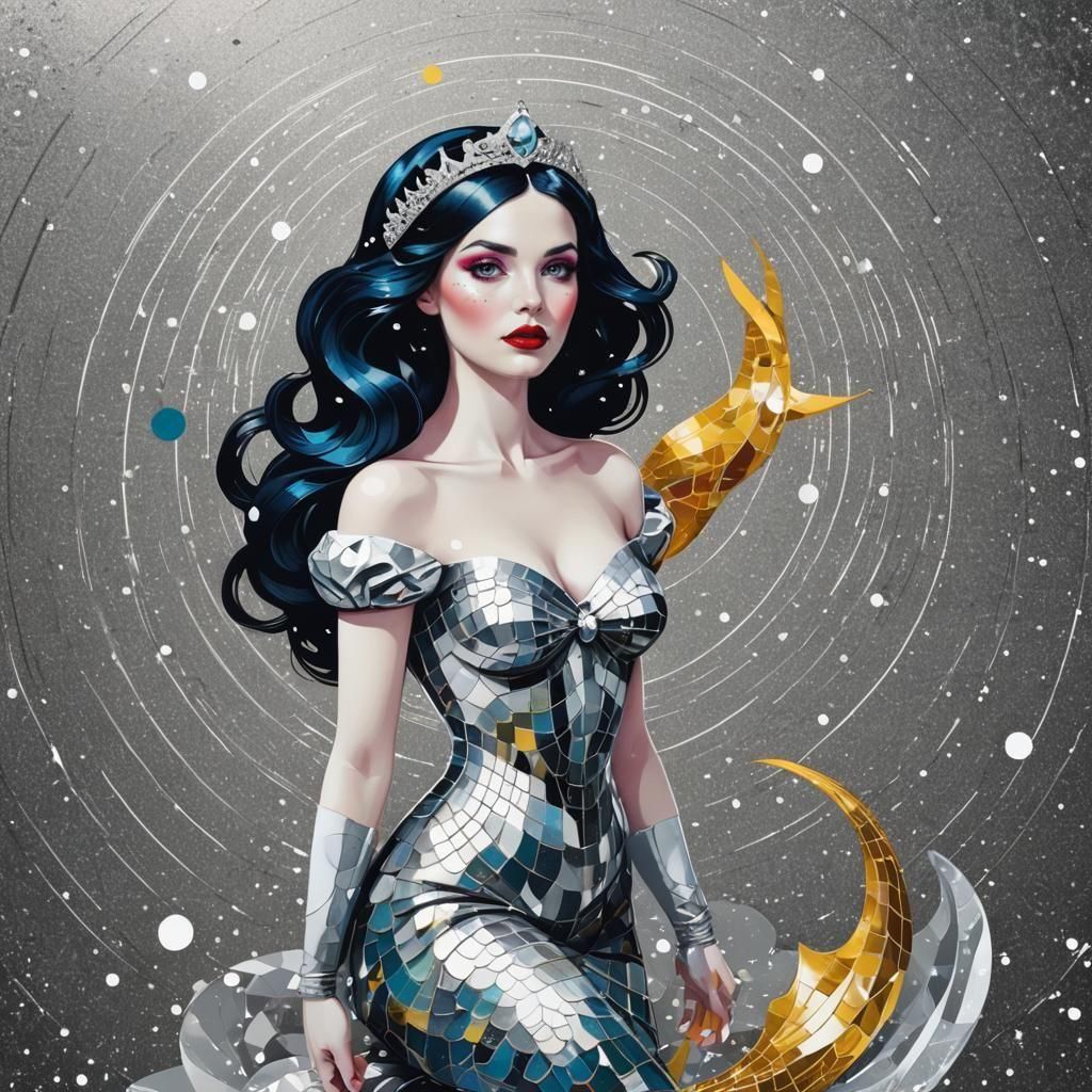 Snow White Space Mermaid Pop Art Print