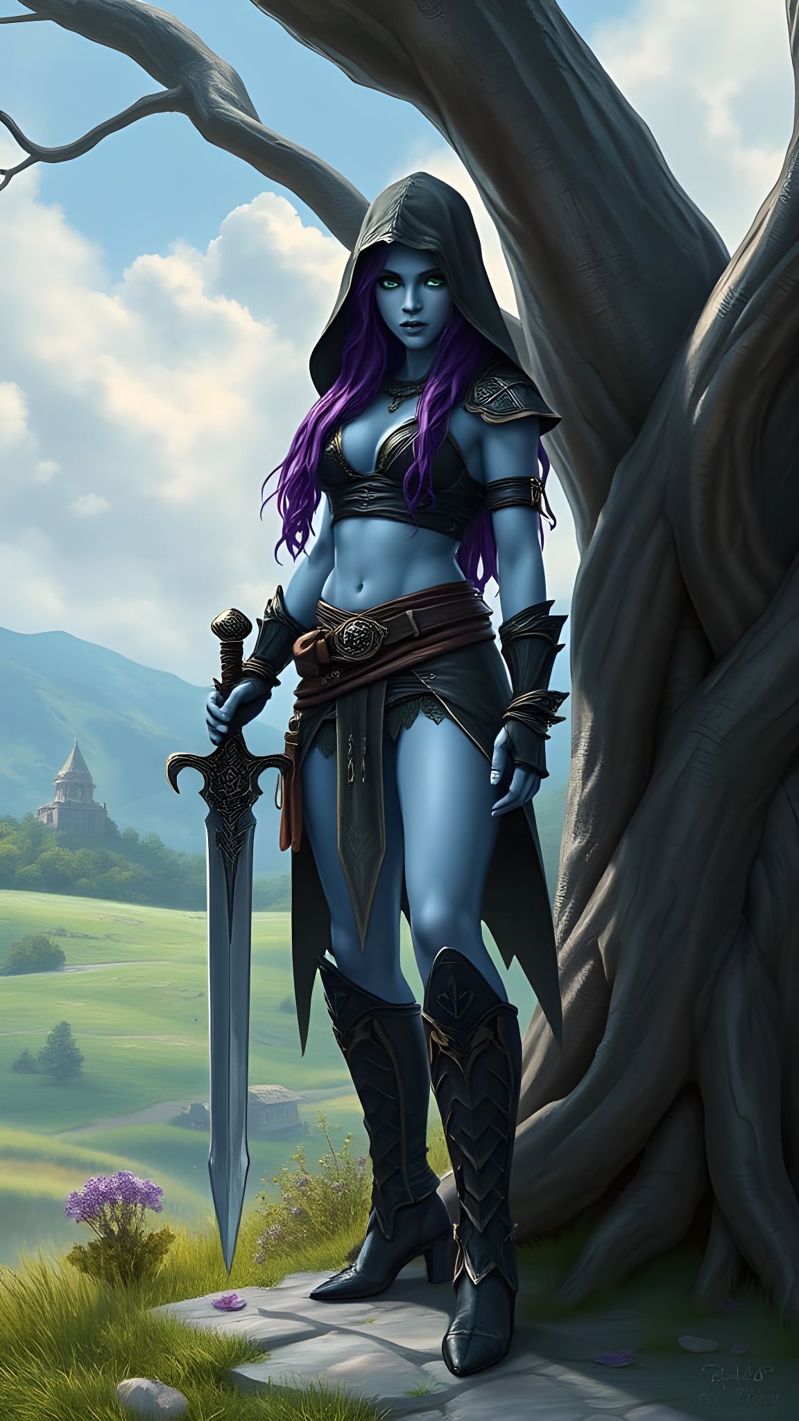 Stunning Elf Assassin in Fantasy Landscape