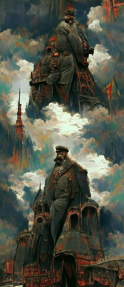 Stalinist Dieselpunk Architecture in Gustave Dore Style
