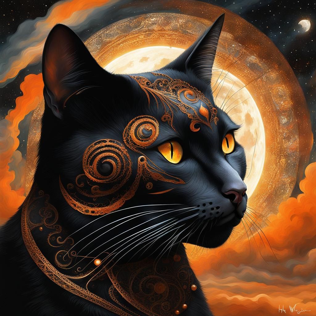 Nightdust, a black with copper orange cat
