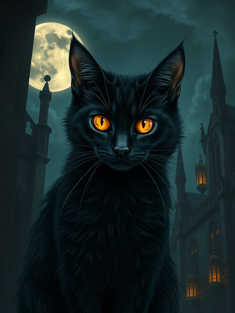 Mysterious Feline in Gothic Architecture