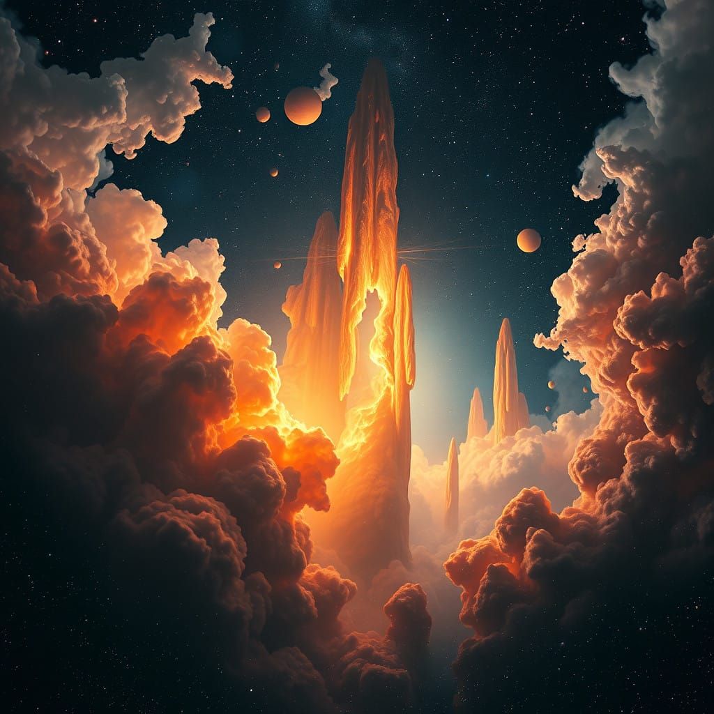 Ethereal Pillars of Creation in Cosmic Landscape