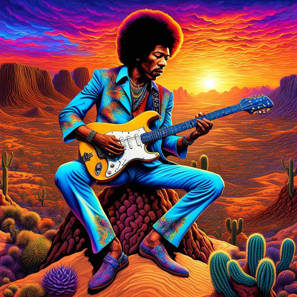 Desert Guitarist: Vivid Comic Book Art