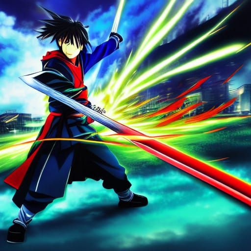 Akame Sword Fight in Anime Style