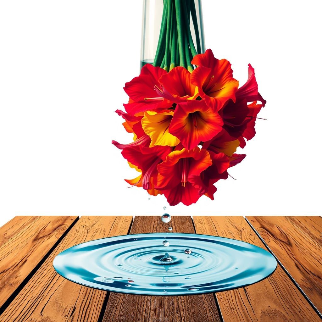 Vibrant Blooms Cascade from Modern Vase