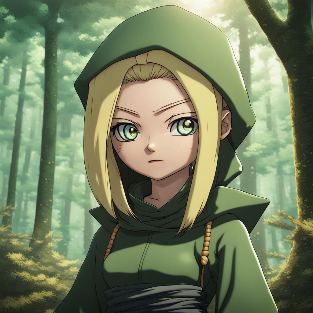 Tsunade in Forest: Chibi Manga Style