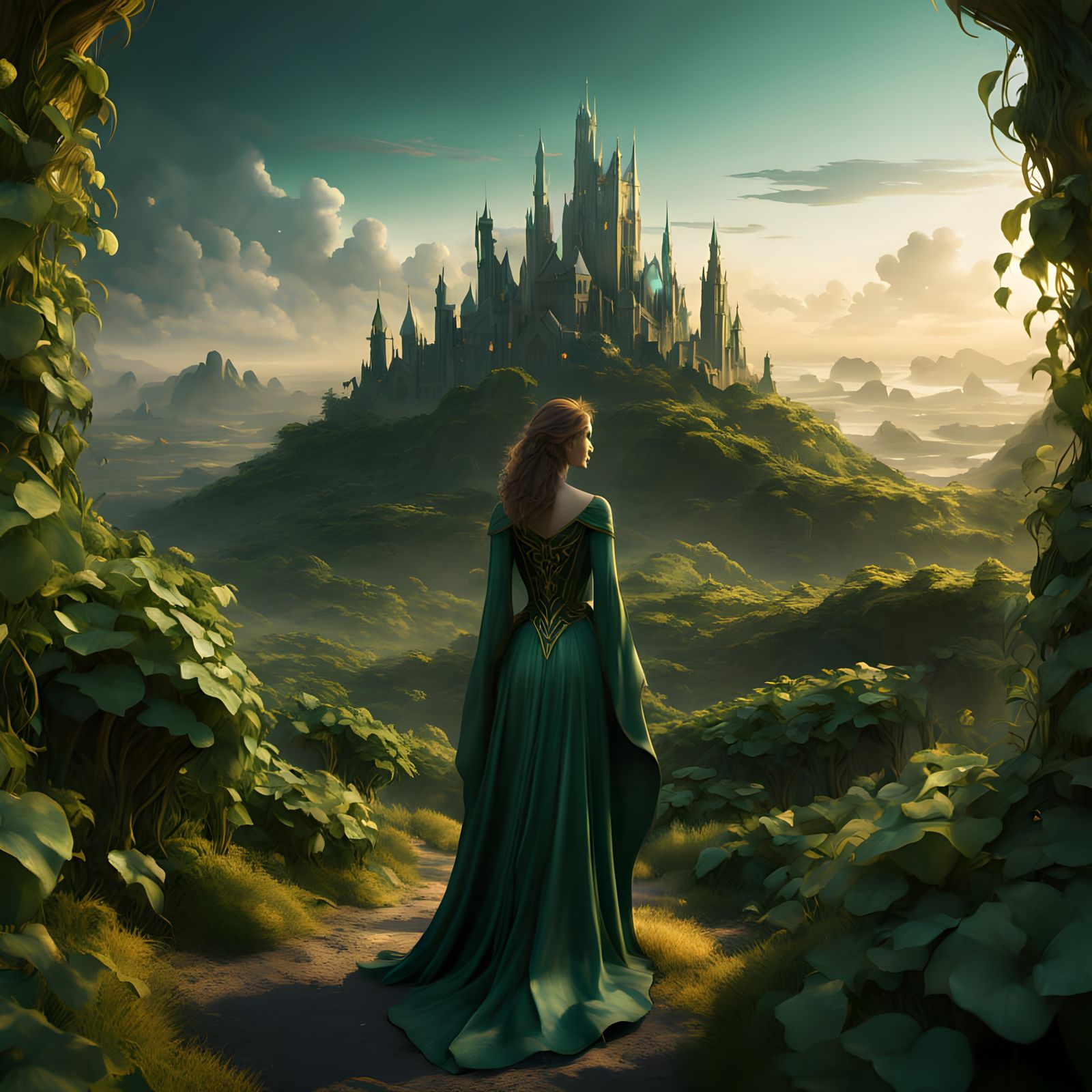 Ethereal Metropolis in Vibrant Hues, Fantasy Concept Art