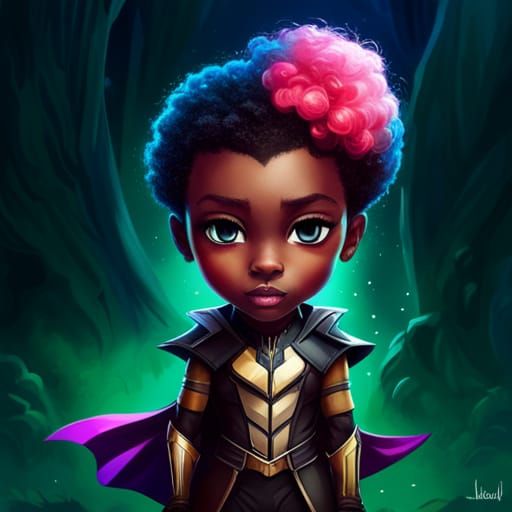 Adorable Chibi Black Panther in Detailed Splash Art