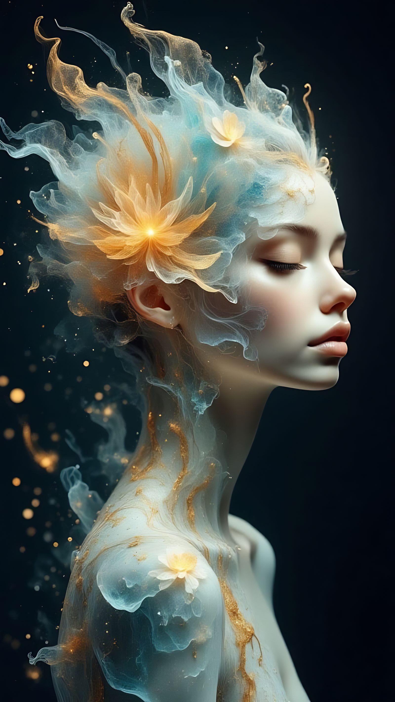 Opalescent Being Portrait in Ethereal Style
