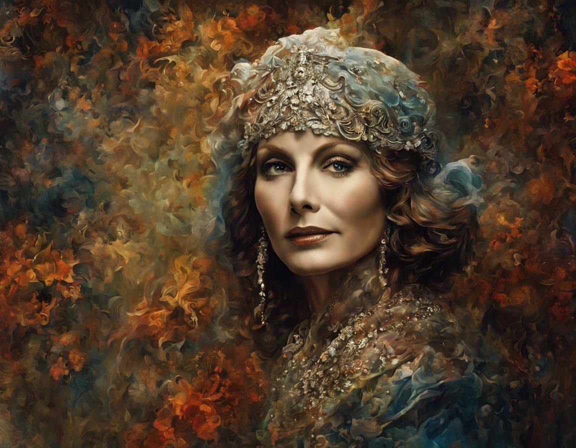 Greta Garbo Movie Poster in Impasto Style