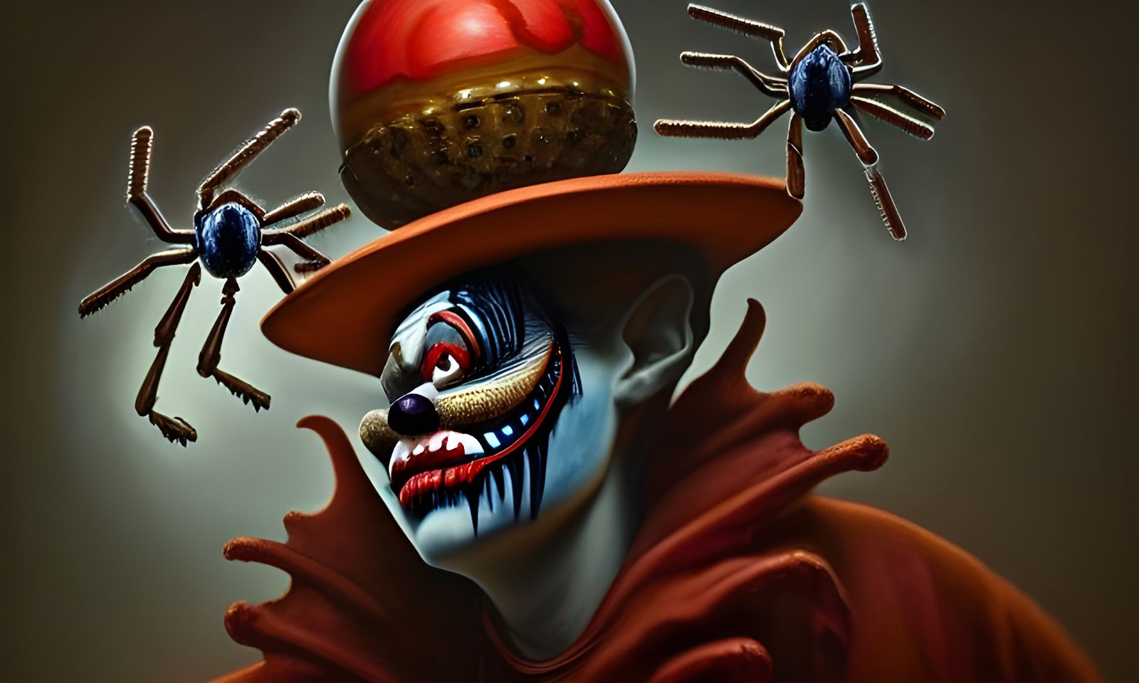 Creepy Clown with Spider Body in Elaborate Costume