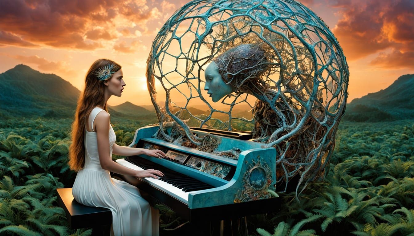 Surrealist Odyssey: Ethereal Poets in Cosmic Dreamscape