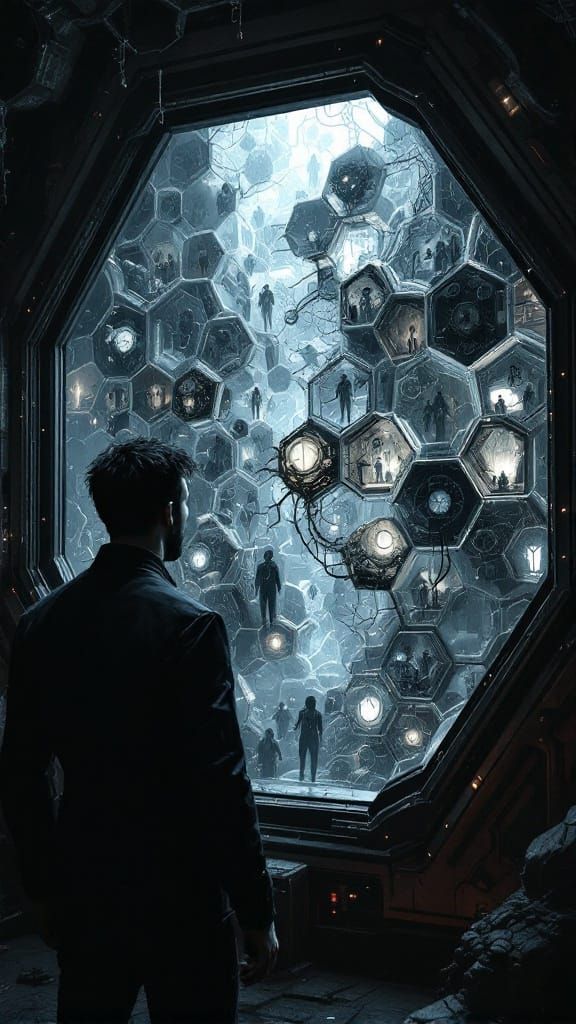 A Man Contemplates a Bio-Sump in a Gothic, Mechanized Lair