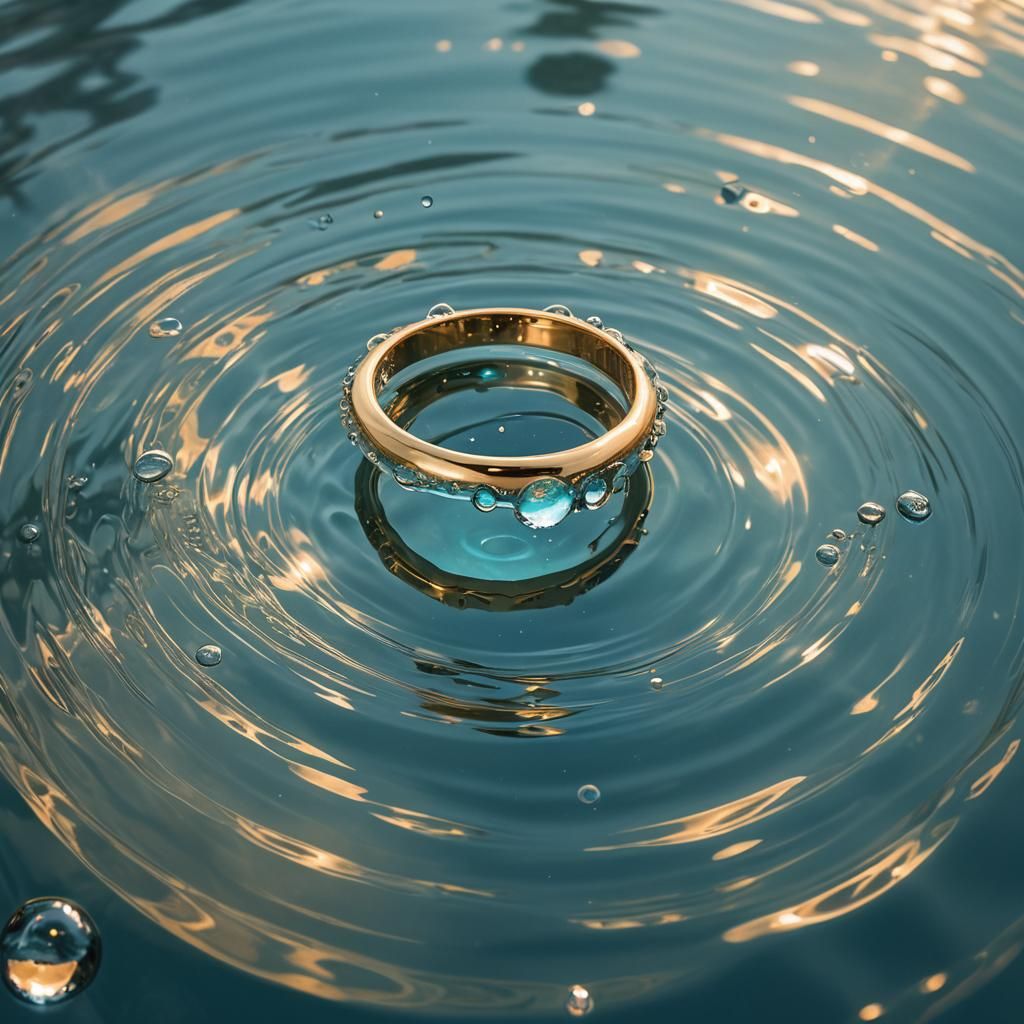 Ethereal Ring Floating Above Rippling Water