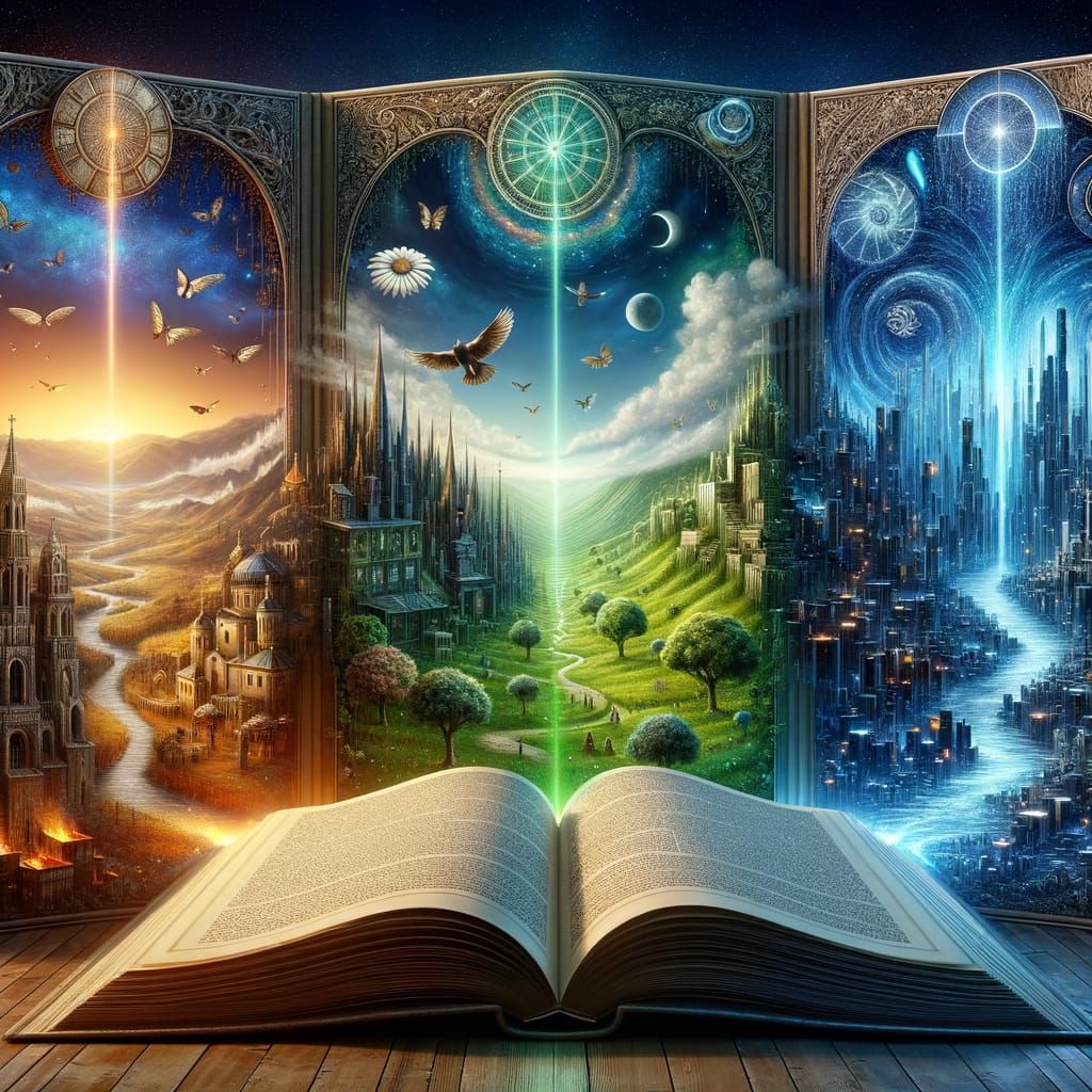 Book to Worlds Triptych: Past, Present, Future