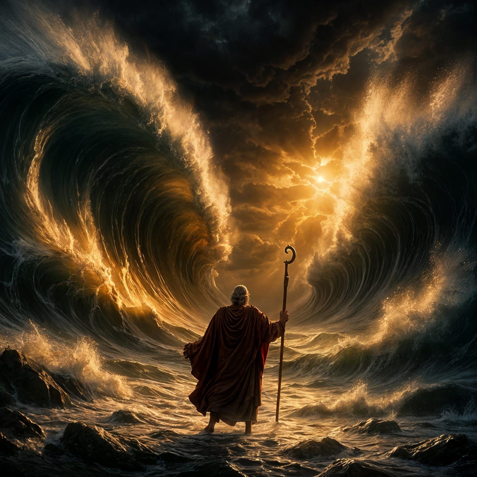 Moses Parting Red Sea: A Digital Art Masterpiece