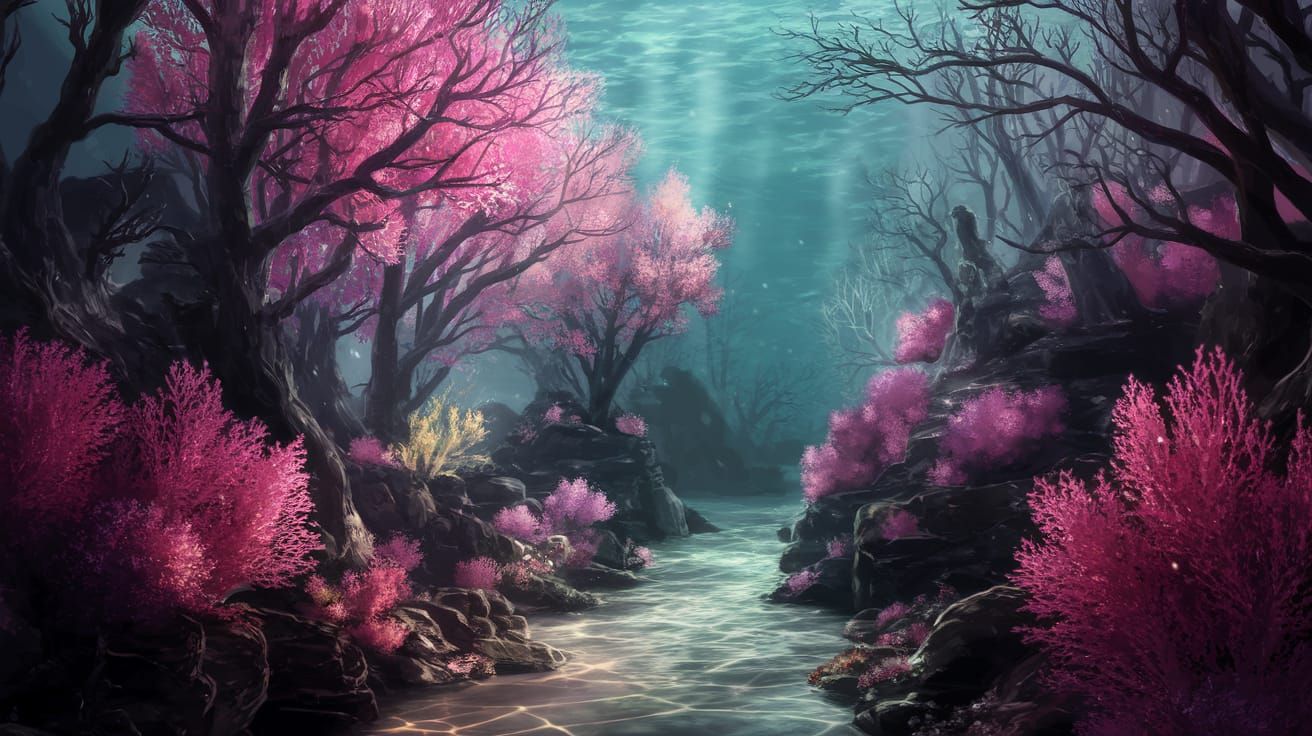 Vibrant Coral Forest in Mystical Sea Depths
