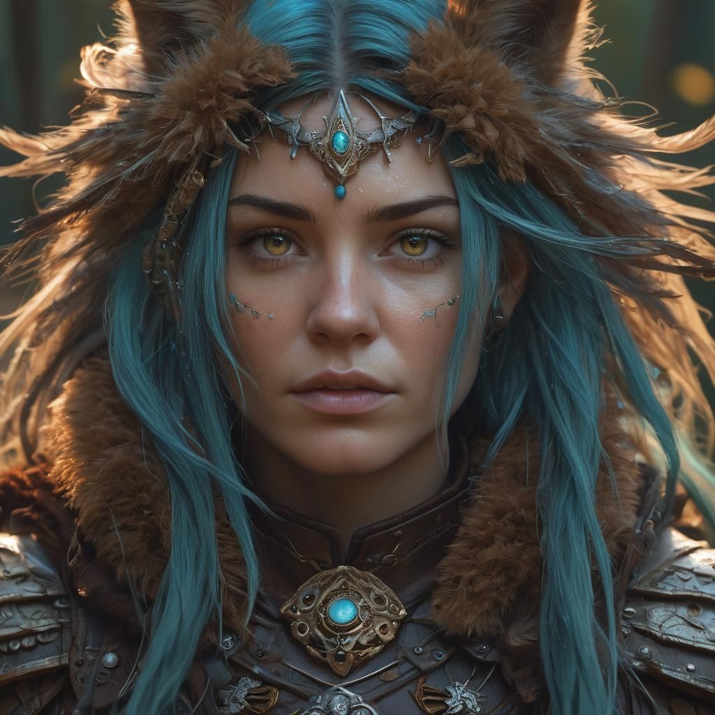 Mystic Forest Warrior-Sorcerer Portrait in Fantasy Art Style