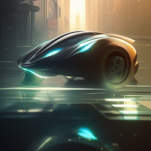 Futuristic Car Concept Art in Cyberpunk City