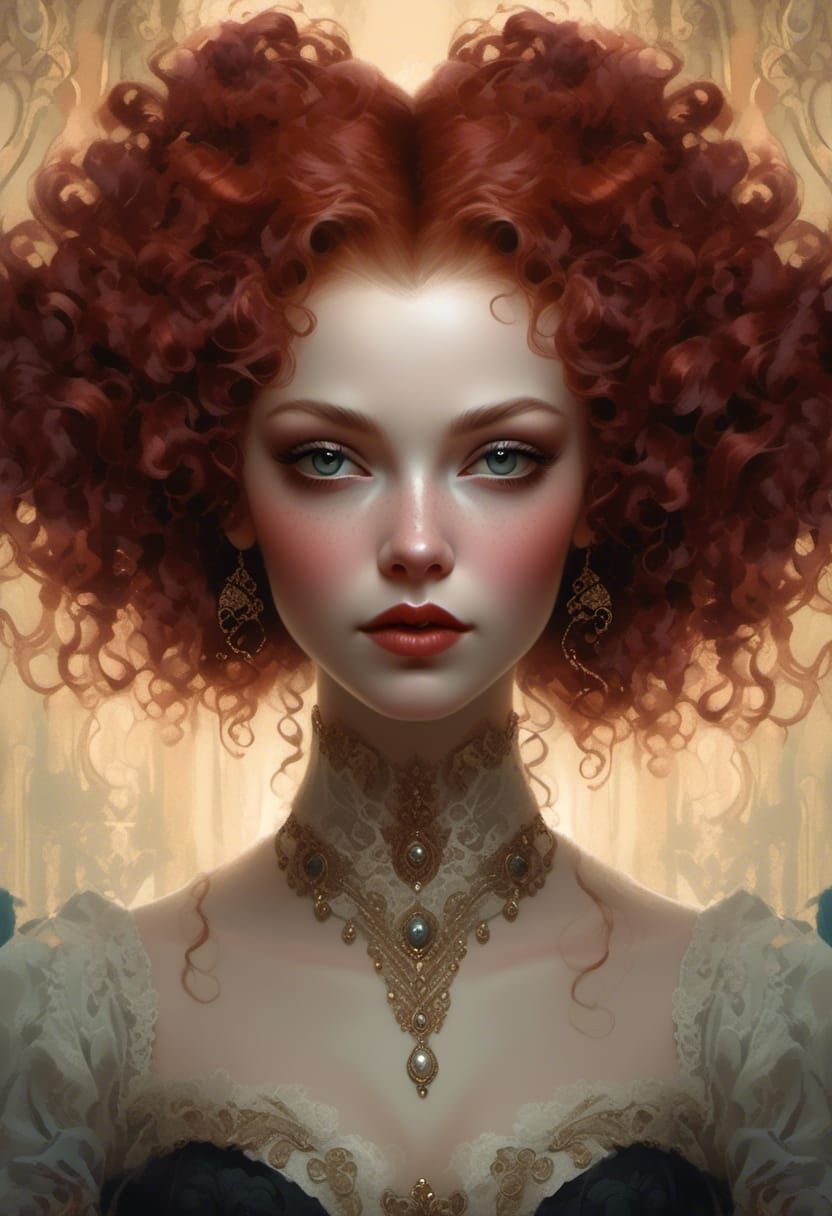 Rococo Portrait of a Lady in Velvet and Lace