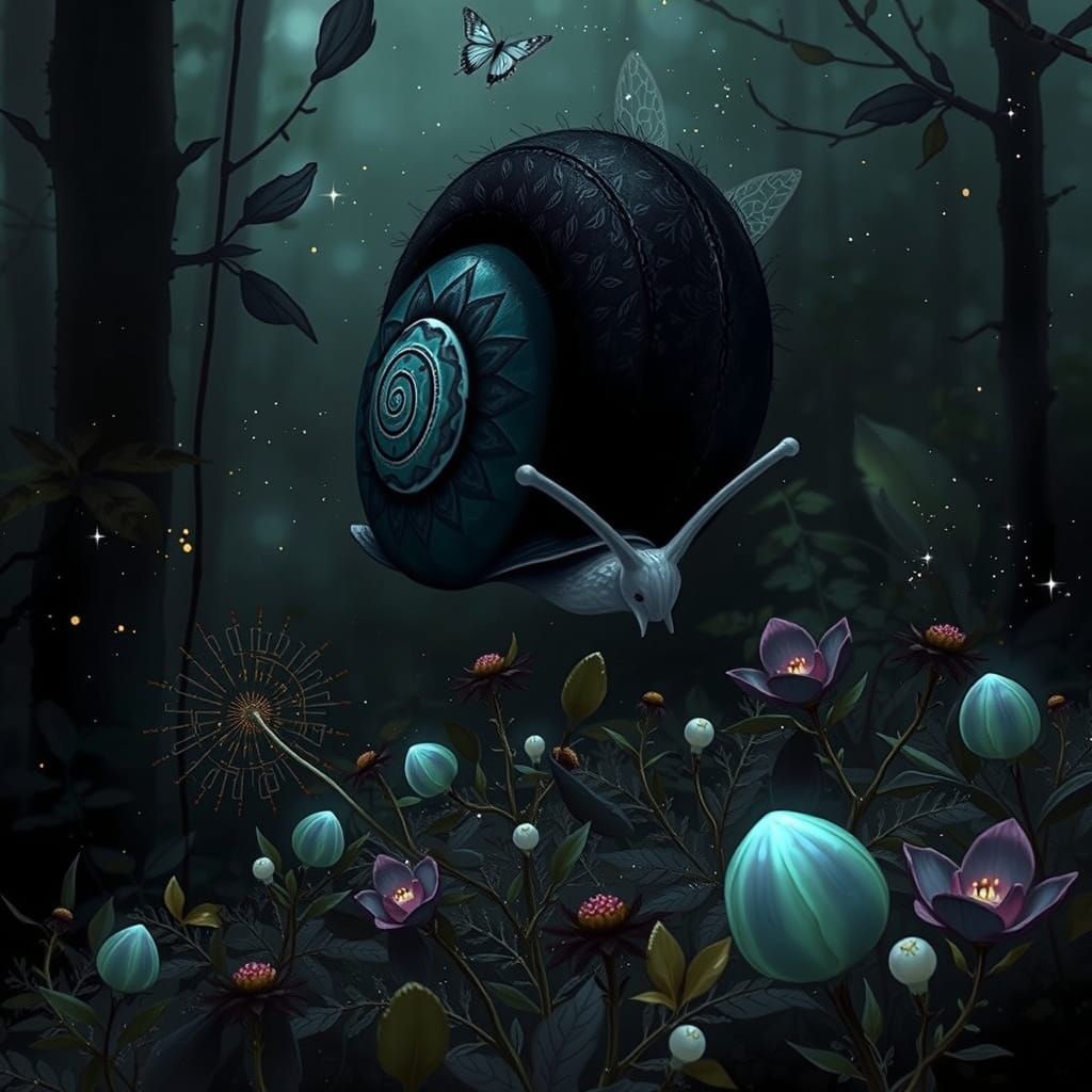 Majestic Fluffy Cheetah Snail as a Whimsical Fairy Companion