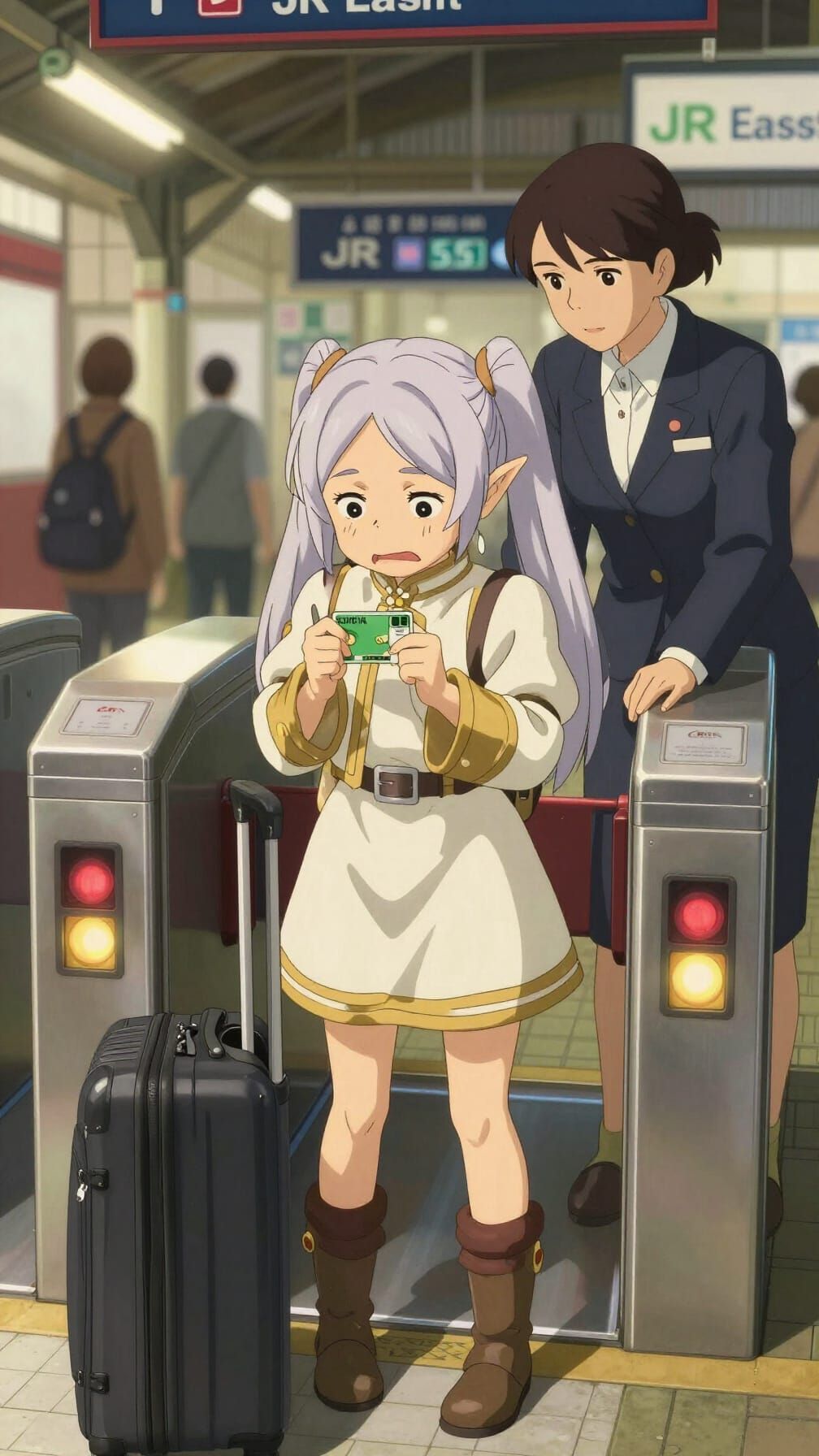 Anime Frieren Embarrassed at Shinjuku Station Turnstile