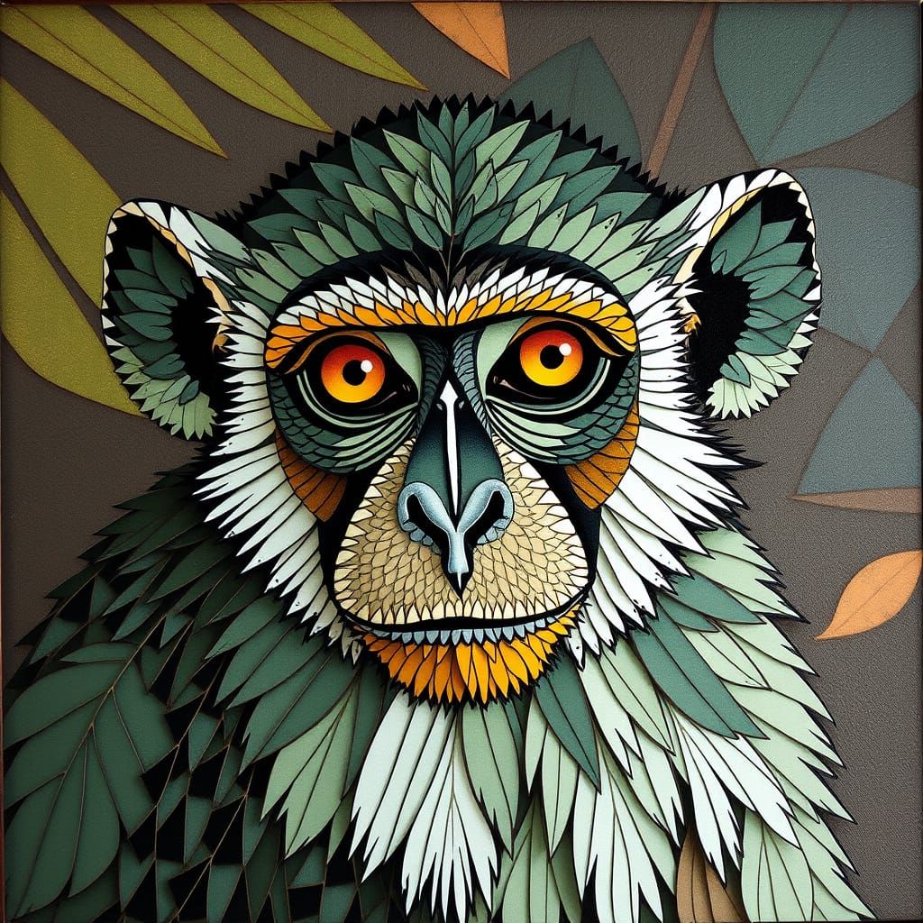 Dusky Leaf Monkey mosaic picasso